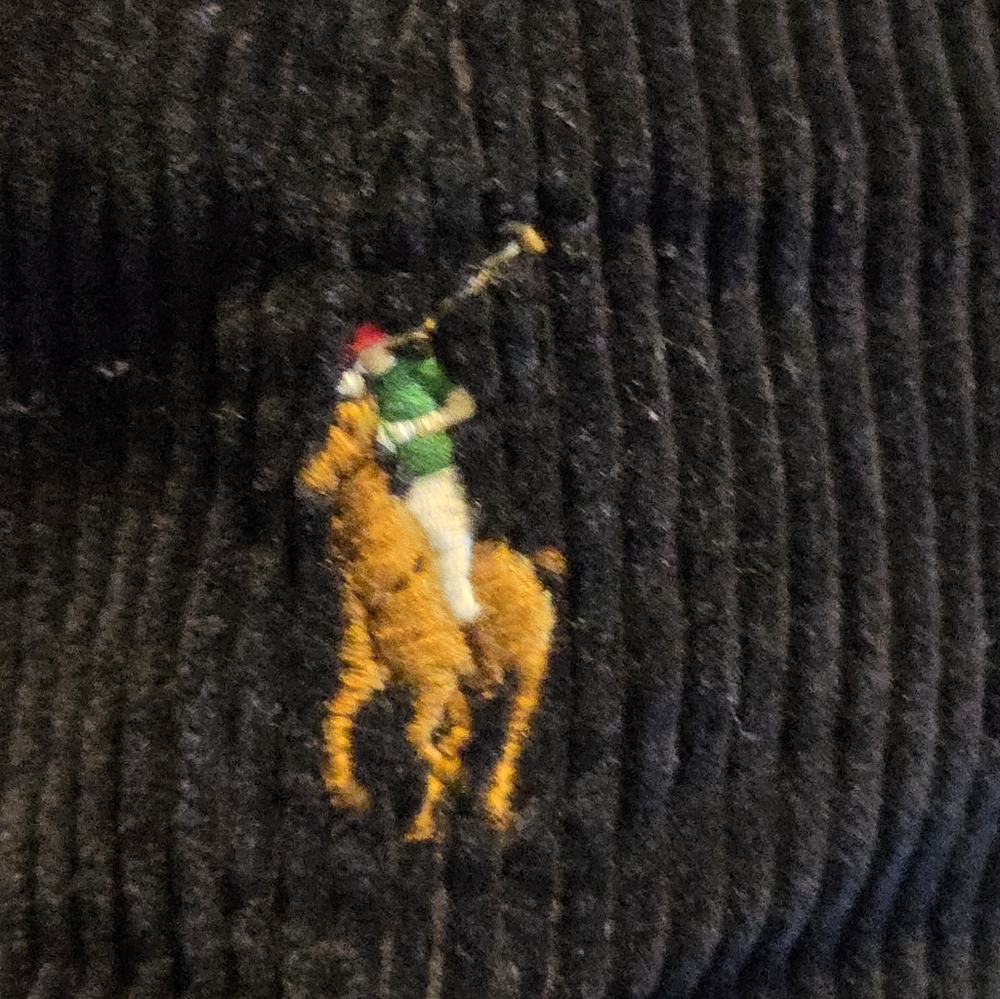 Polo Ralph Lauren Navy Corduroy Embroidered Baseball Cap Adjustable Strap EUC - Picture 6 of 7